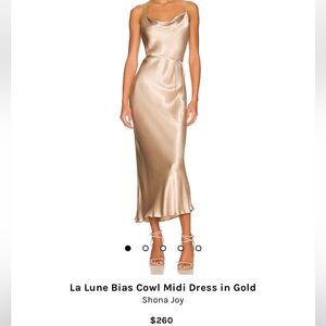 Shona Joy La Lune Bias Midi Dress in Gold